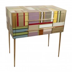 Brass and colorful stripy glass chest